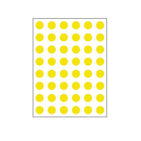 Nevs 1/4" Color Coding Dots Yellow - Sheet Form DOT-14M Yellow